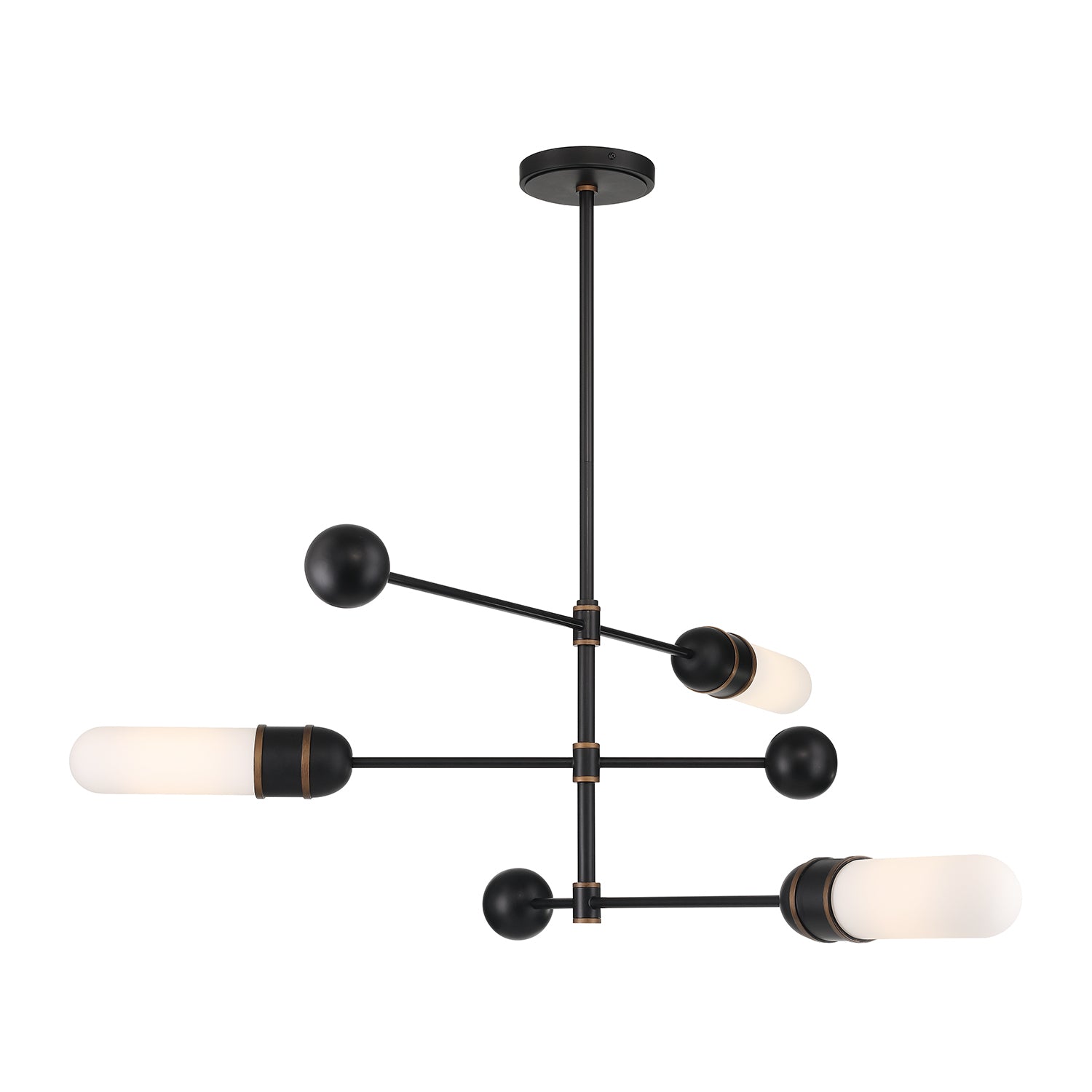 Brian Patrick Flynn Capsule 47.75'' LED Matte Black + Textured Gold Linear Chandelier