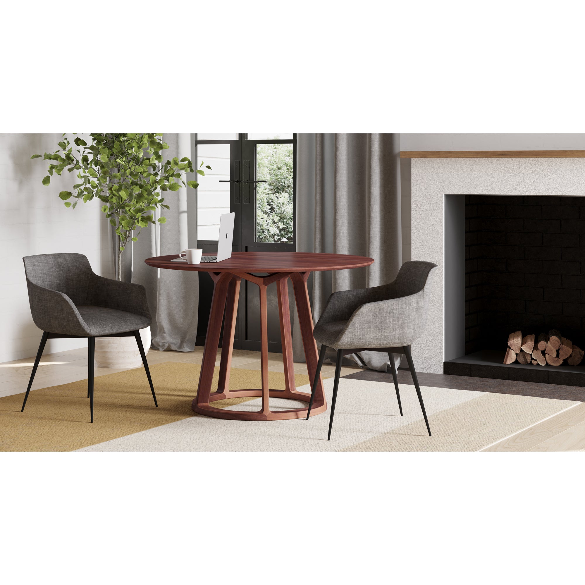 Aldo Round Dining Table Walnut