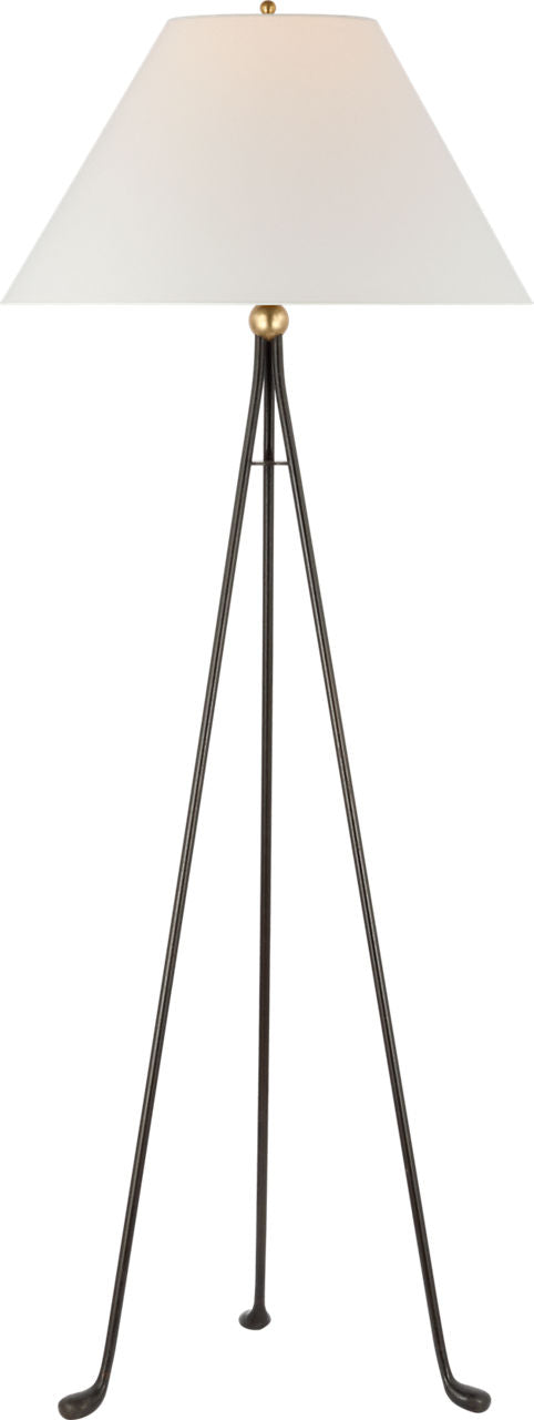 Valley Medium Tripod Floor Lamp | Aged Iron and Gild | Linen Shade