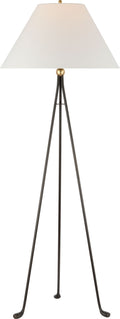 Valley Medium Tripod Floor Lamp | Aged Iron and Gild | Linen Shade