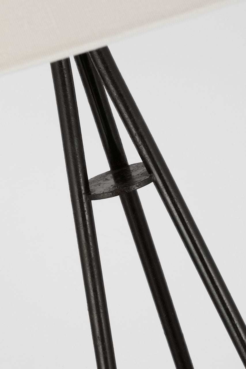 Valley Medium Tripod Floor Lamp | Aged Iron and Gild | Linen Shade