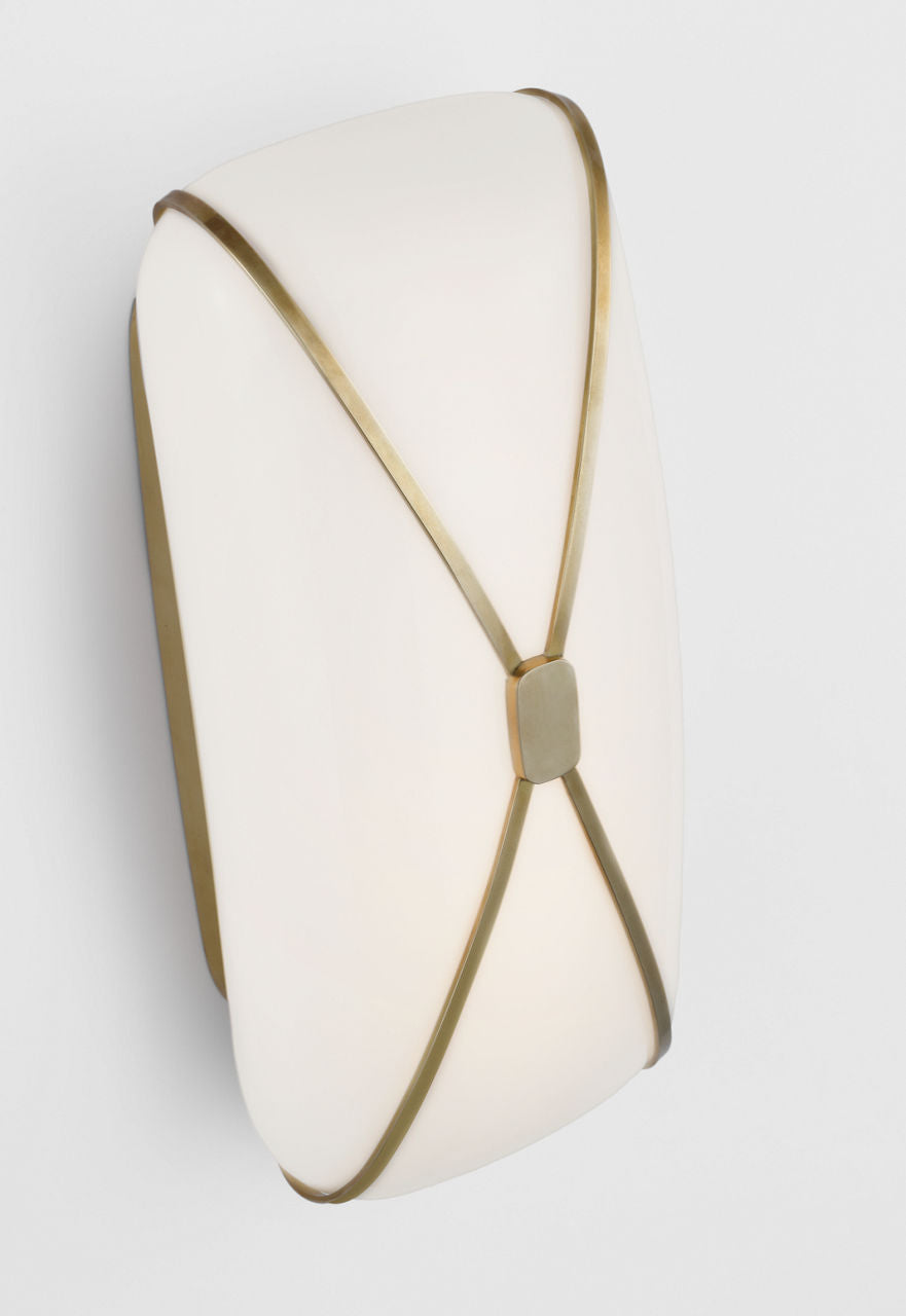 Fondant 13" Linear Bath Sconce | Soft Brass | White Glass