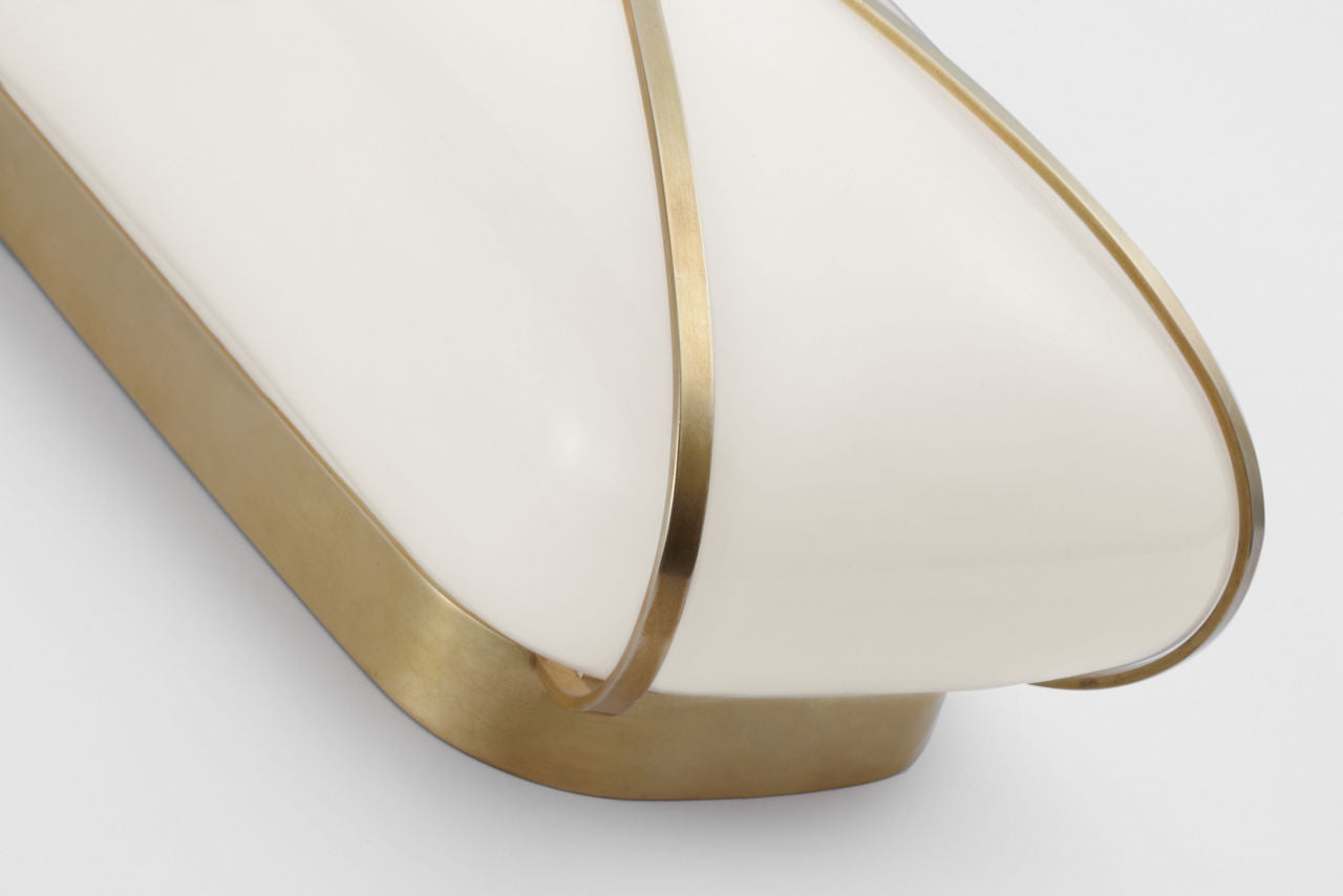 Fondant 13" Linear Bath Sconce | Soft Brass | White Glass