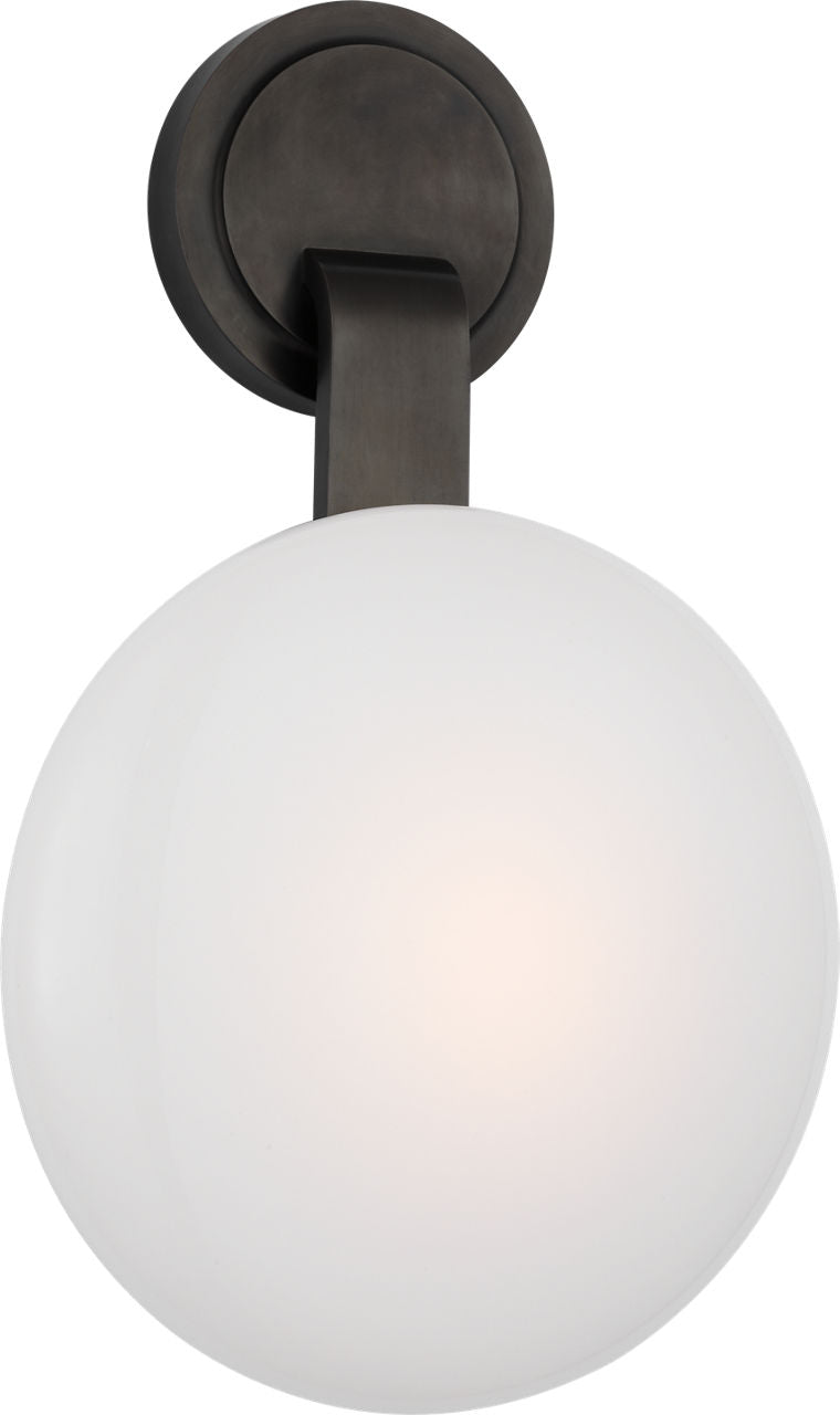 Marisol Medium Single Sconce | Gun Metal | White Glass