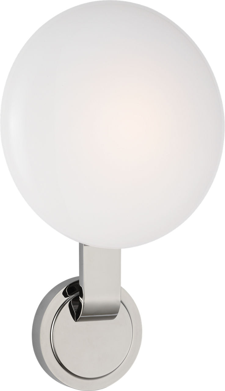 Marisol Medium Single Sconce | Polished Nickel | White Glass