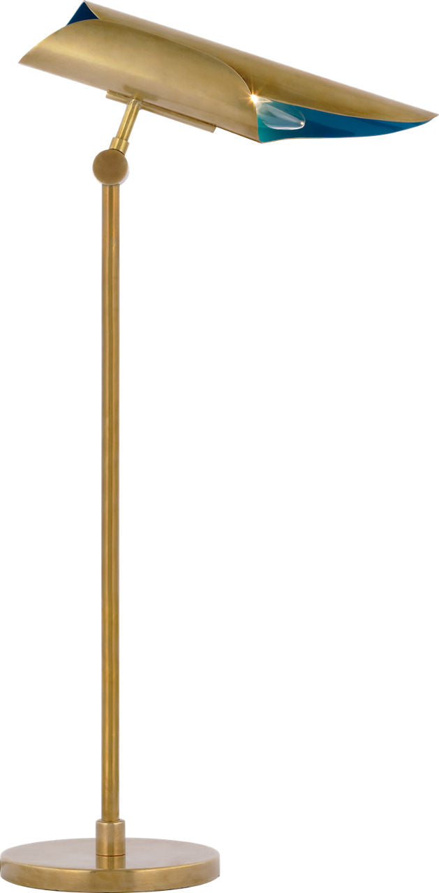 Flore Desk Lamp | Soft Brass and Riviera Blue