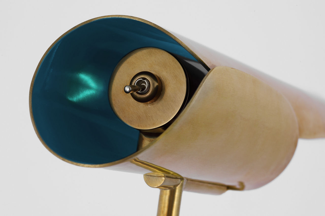 Flore Desk Lamp | Soft Brass and Riviera Blue