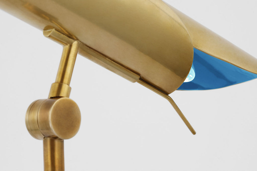 Flore Desk Lamp | Soft Brass and Riviera Blue