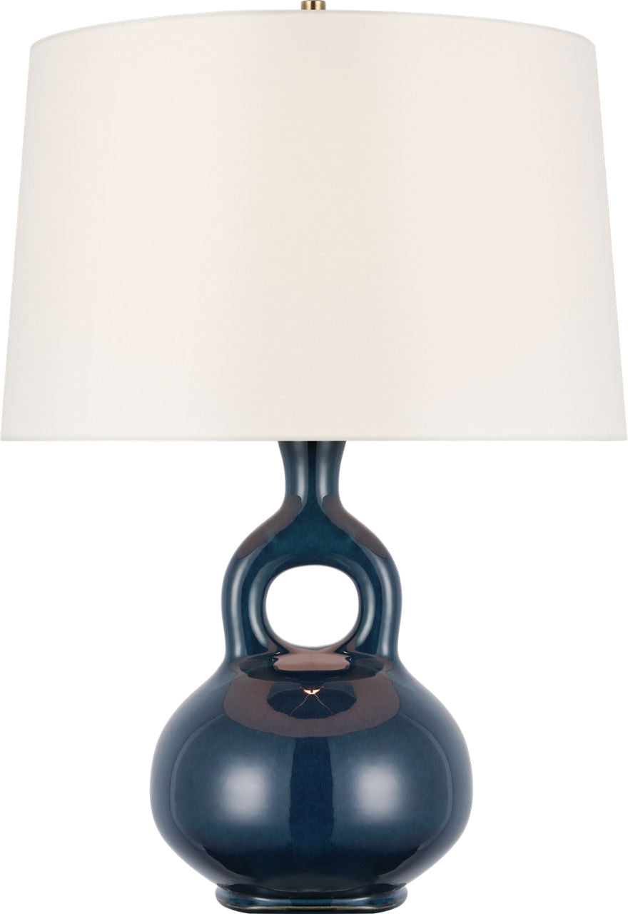 Lamu Large Table Lamp | Mixed Blue Brown | Linen Shade