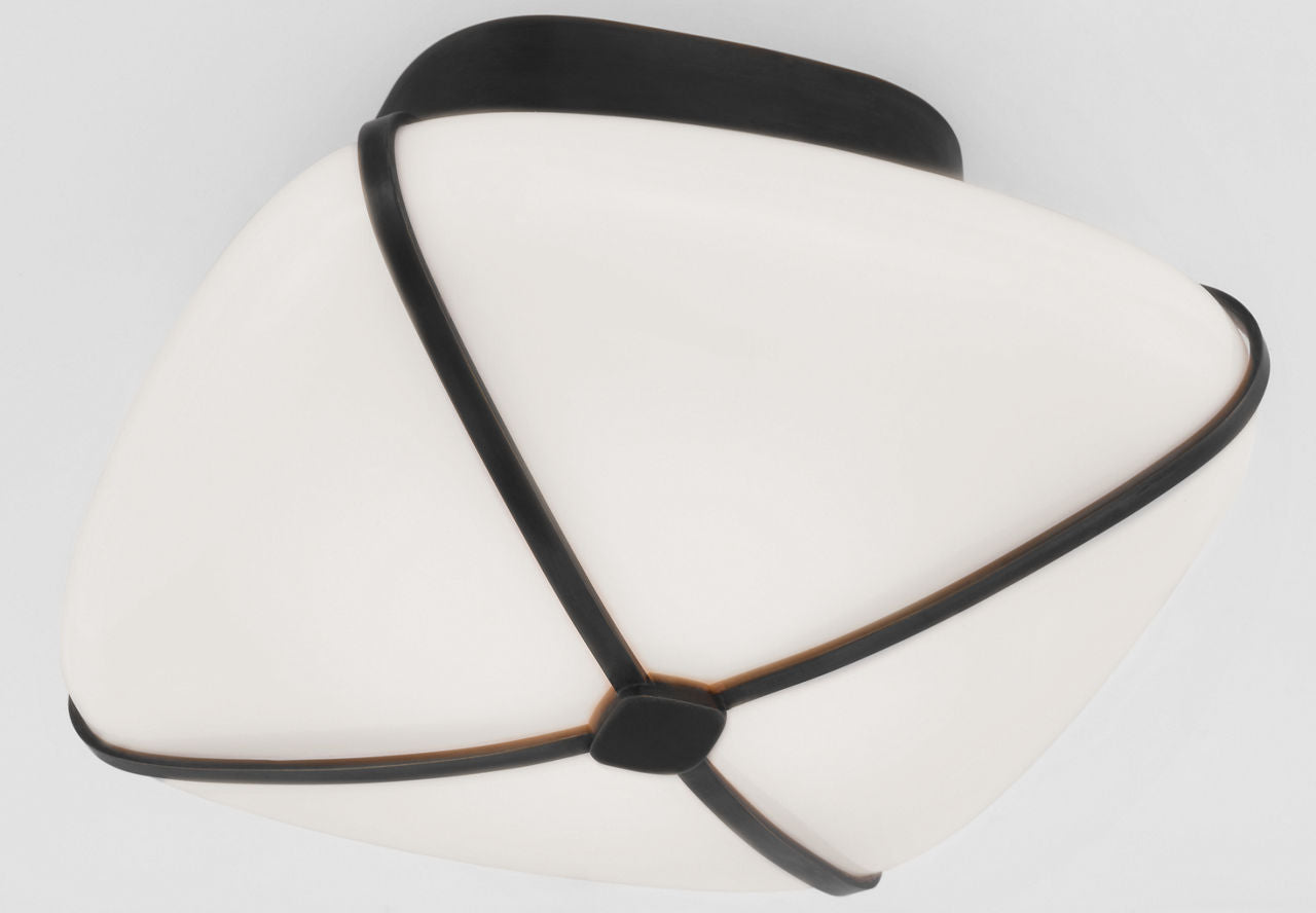 Fondant 8" Flush Mount | Gun Metal | White Glass