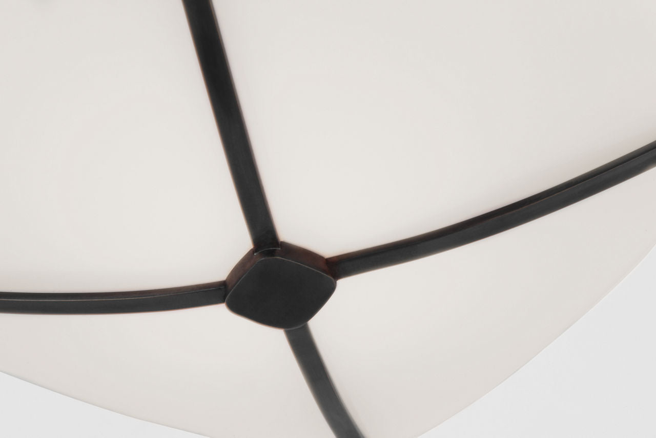 Fondant 8" Flush Mount | Gun Metal | White Glass