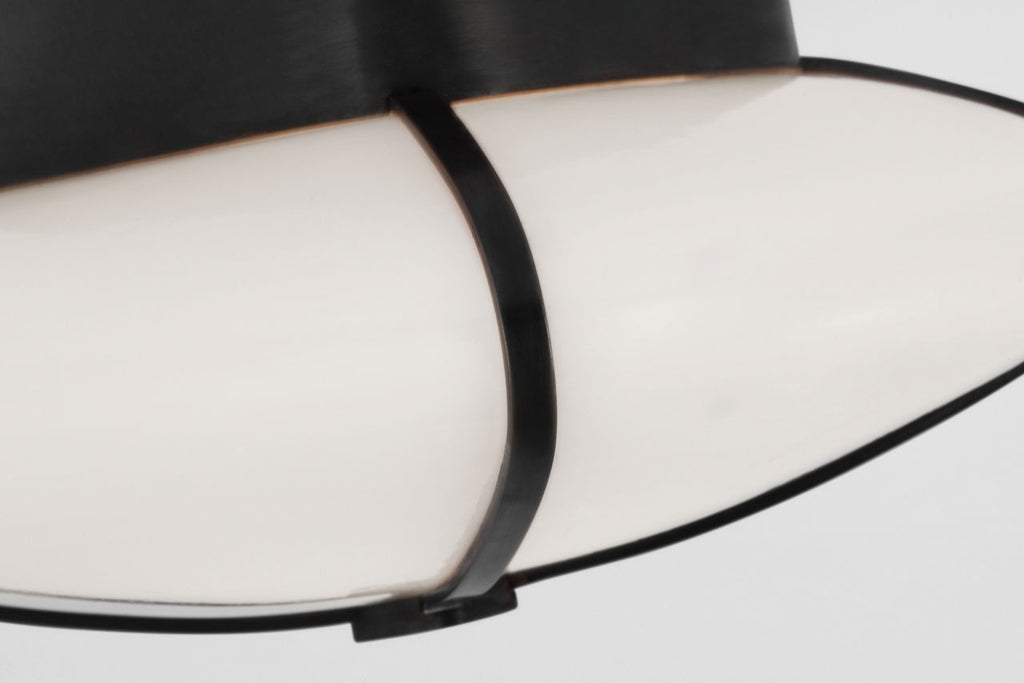 Fondant 8" Flush Mount | Gun Metal | White Glass