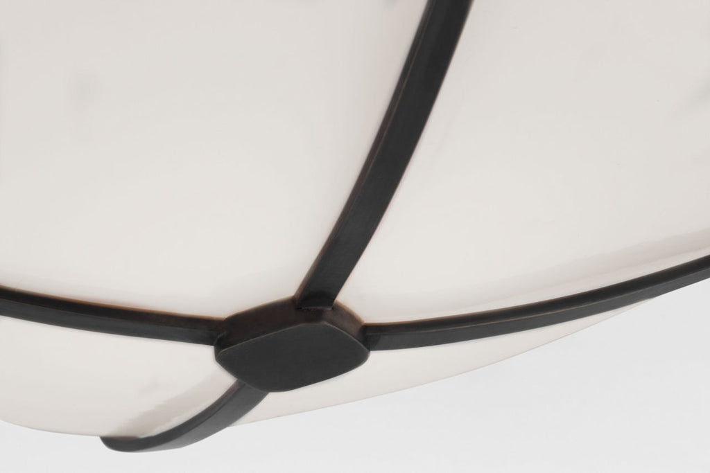 Fondant 8" Flush Mount | Gun Metal | White Glass