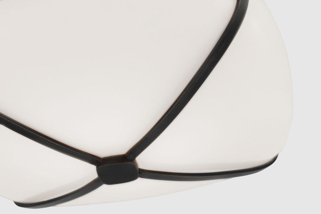 Fondant 8" Flush Mount | Gun Metal | White Glass