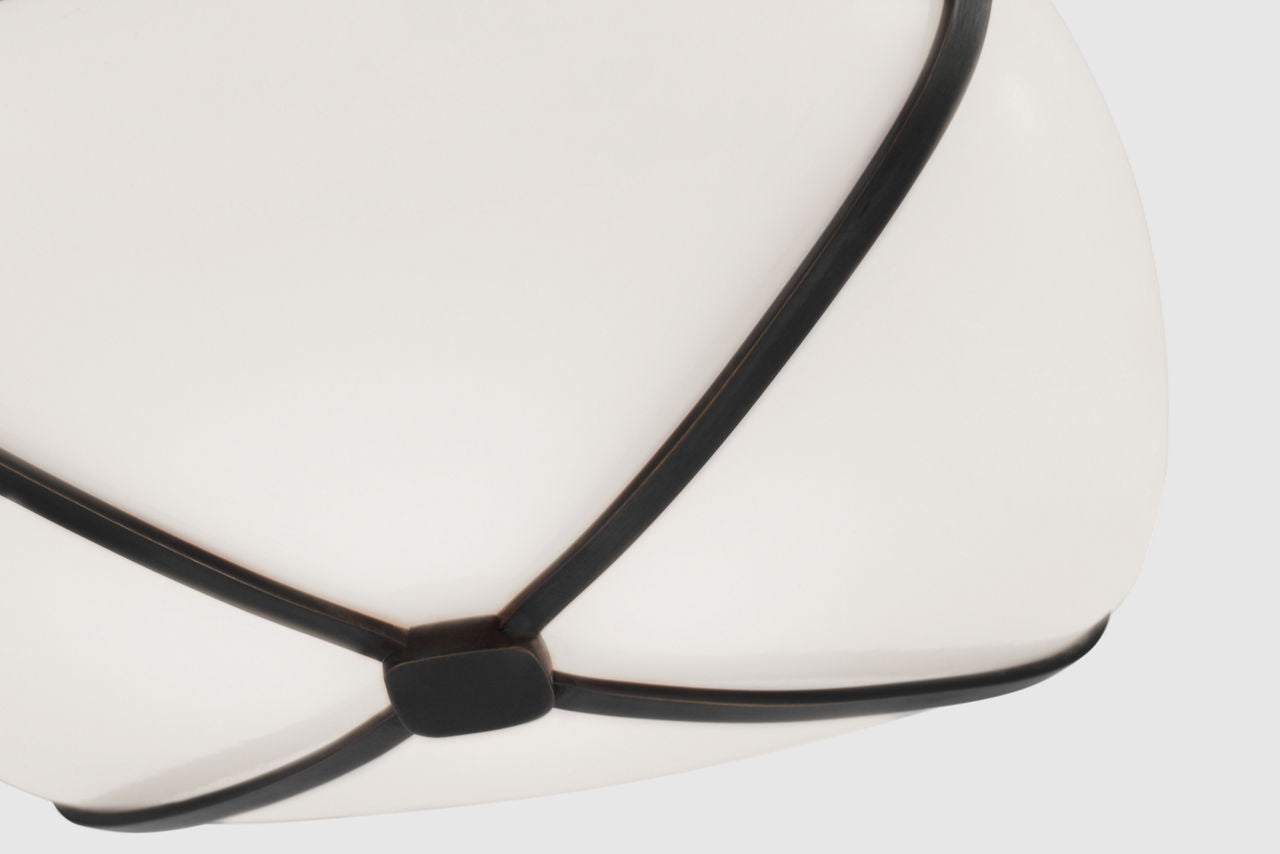 Fondant 8" Flush Mount | Gun Metal | White Glass