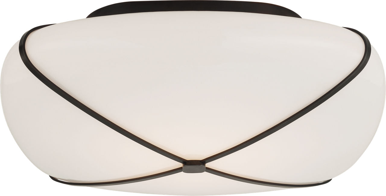 Fondant 14" Flush Mount | Gun Metal | White Glass