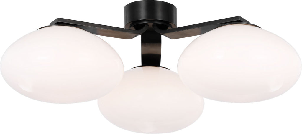 Marisol XL Triple Flush Mount | Gun Metal | White Glass