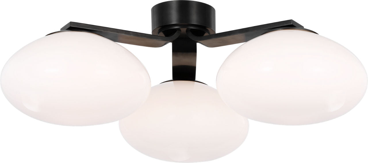 Marisol XL Triple Flush Mount | Gun Metal | White Glass