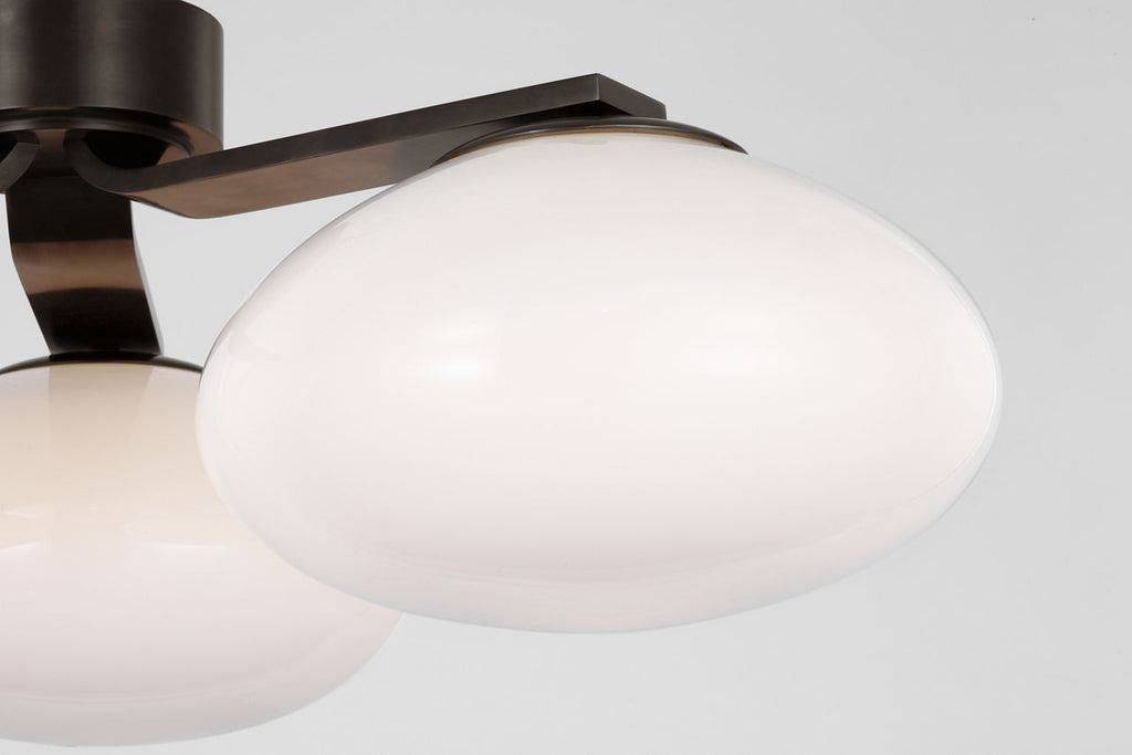 Marisol XL Triple Flush Mount | Gun Metal | White Glass
