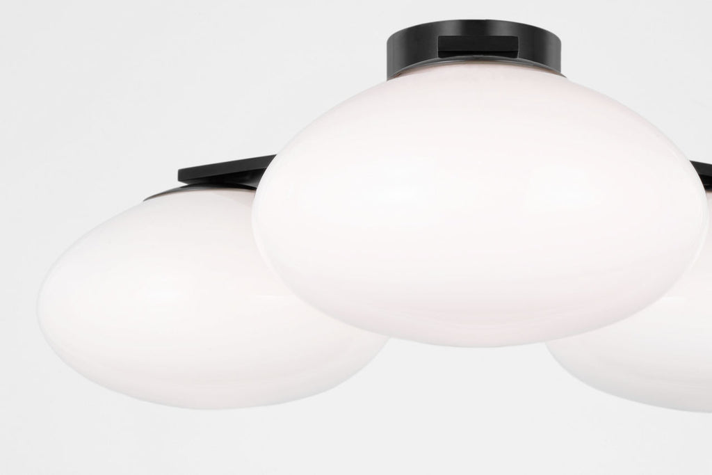 Marisol XL Triple Flush Mount | Gun Metal | White Glass