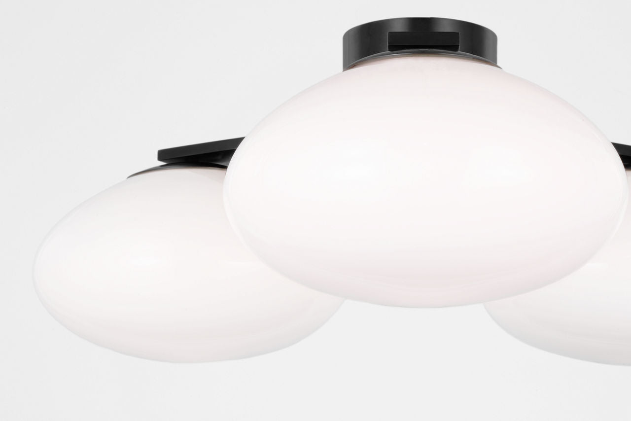 Marisol XL Triple Flush Mount | Gun Metal | White Glass