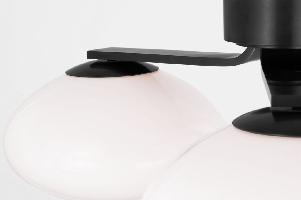 Marisol XL Triple Flush Mount | Gun Metal | White Glass