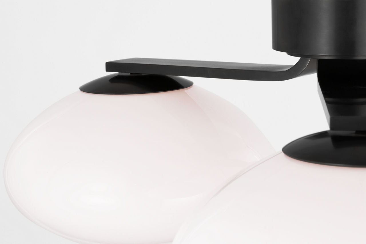 Marisol XL Triple Flush Mount | Gun Metal | White Glass