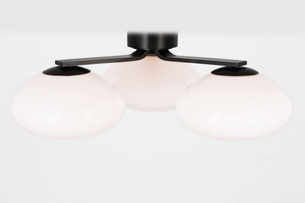 Marisol XL Triple Flush Mount | Gun Metal | White Glass