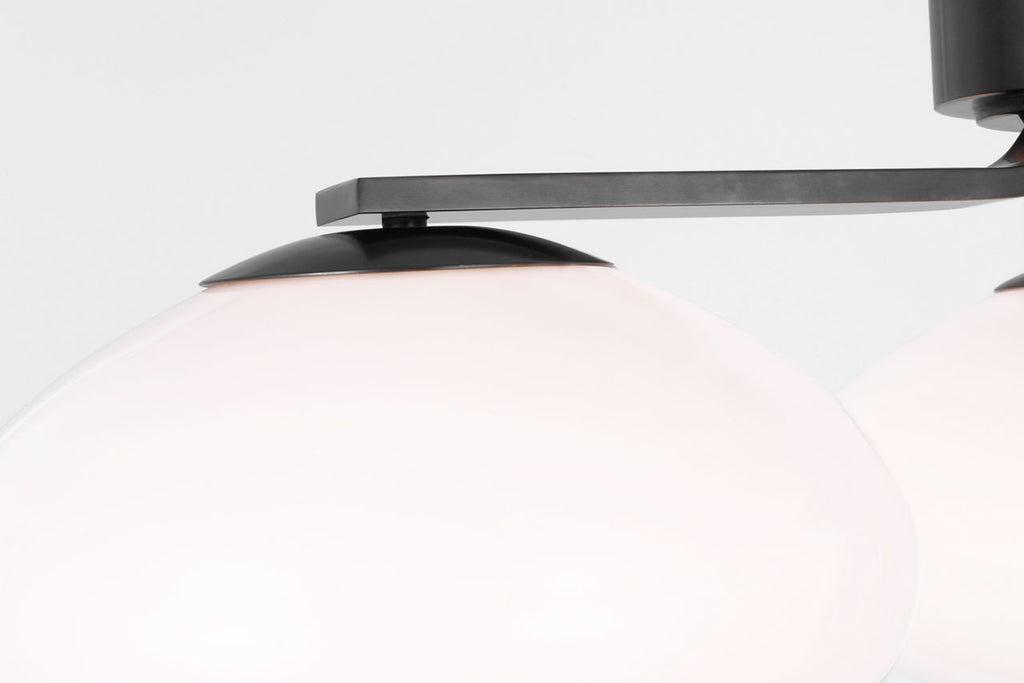 Marisol XL Triple Flush Mount | Gun Metal | White Glass