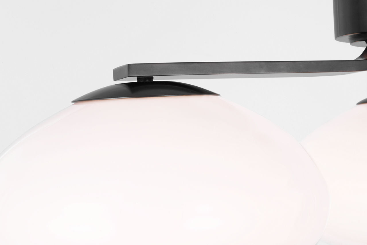 Marisol XL Triple Flush Mount | Gun Metal | White Glass