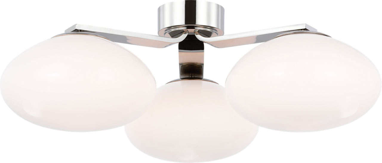 Marisol XL Triple Flush Mount | Polished Nickel | White Glass