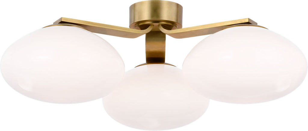 Marisol XL Triple Flush Mount | Soft Brass | White Glass
