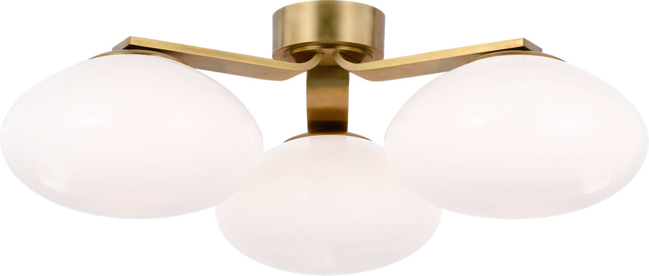 Marisol XL Triple Flush Mount | Soft Brass | White Glass
