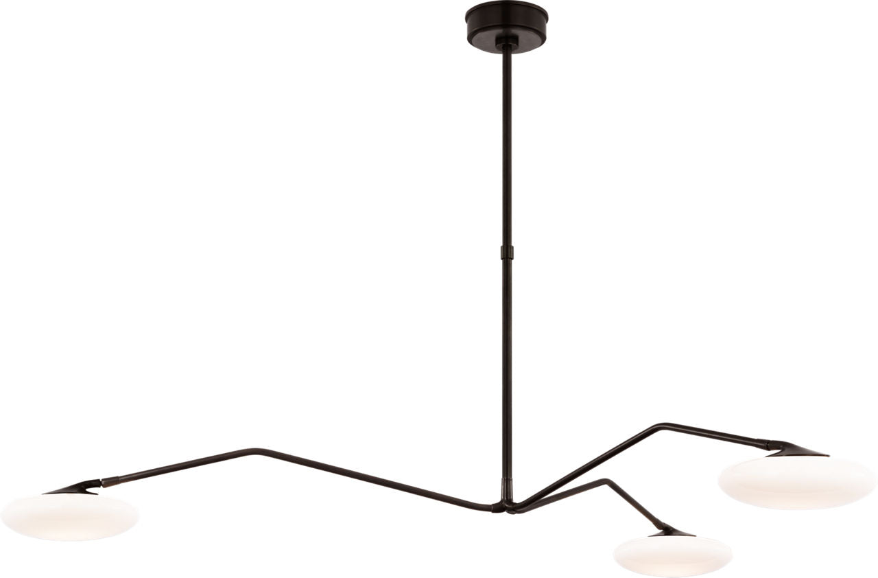 Brindille Extra Large Three Light Chandelier | Gun Metal | White Glass