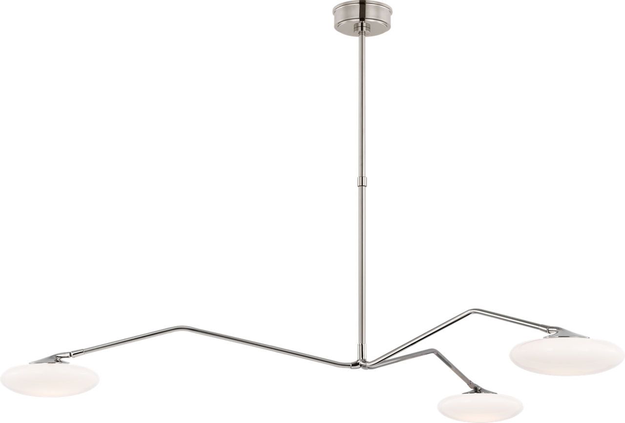 Brindille Extra Large Three Light Chandelier | Polished Nickel | White Glass