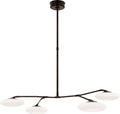 Brindille Large Four Light Chandelier | Gun Metal | White Glass
