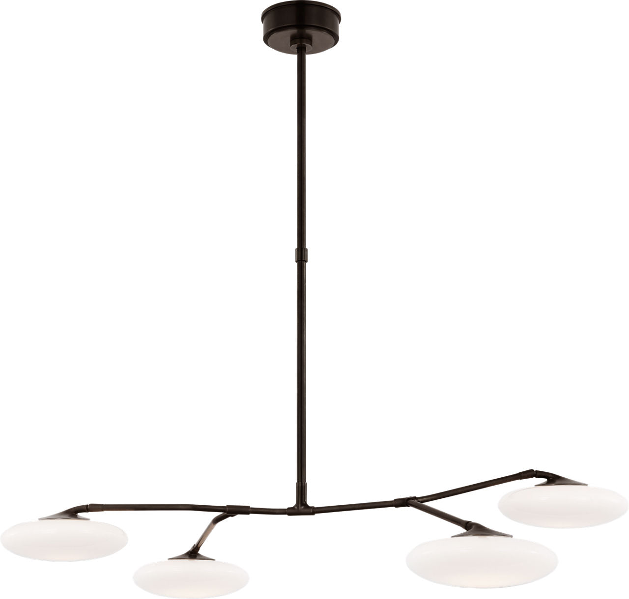 Brindille Large Four Light Chandelier | Gun Metal | White Glass