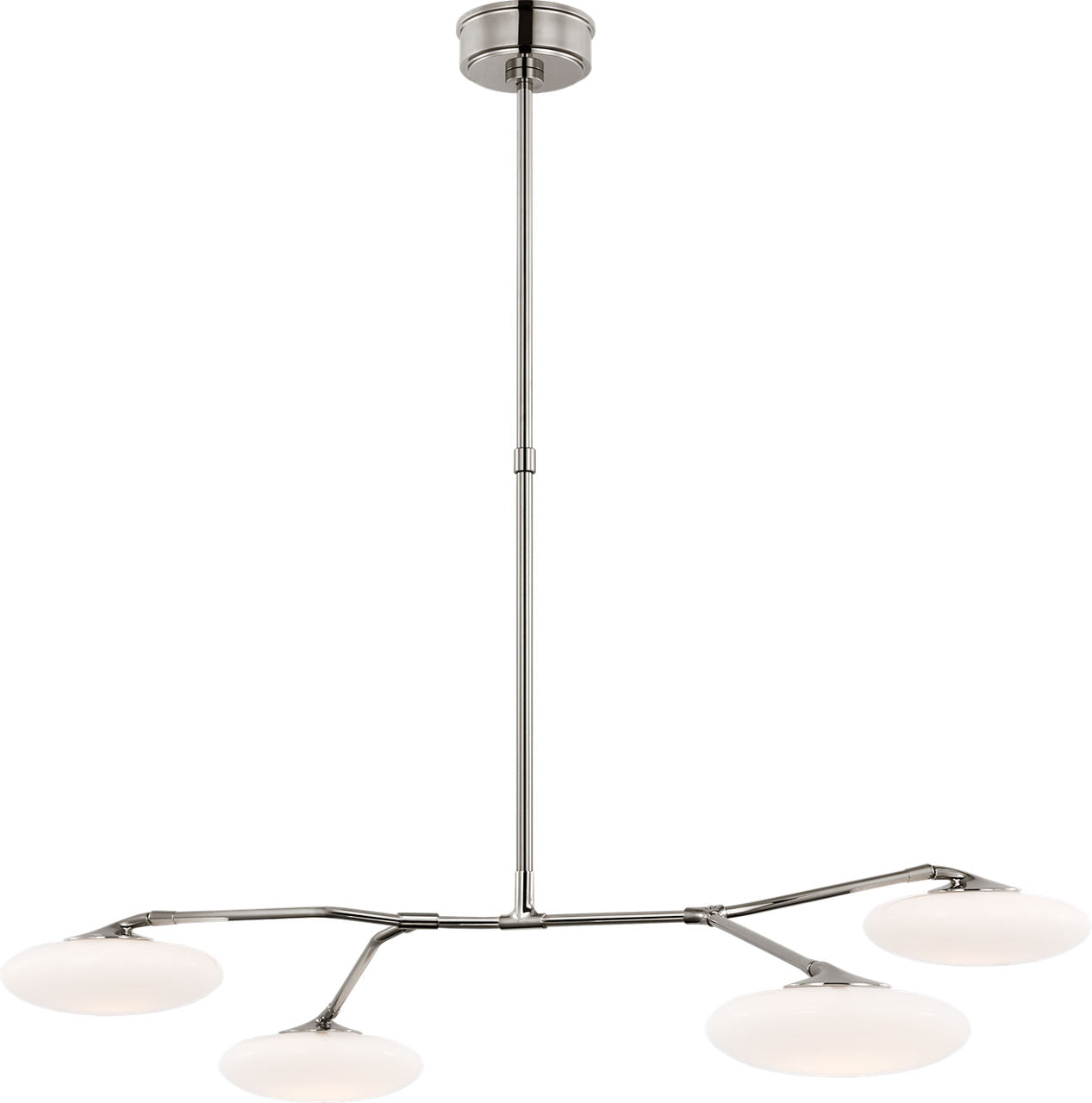 Brindille Large Four Light Chandelier | Polished Nickel | White Glass
