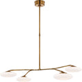 Brindille Large Four Light Chandelier | Soft Brass | White Glass