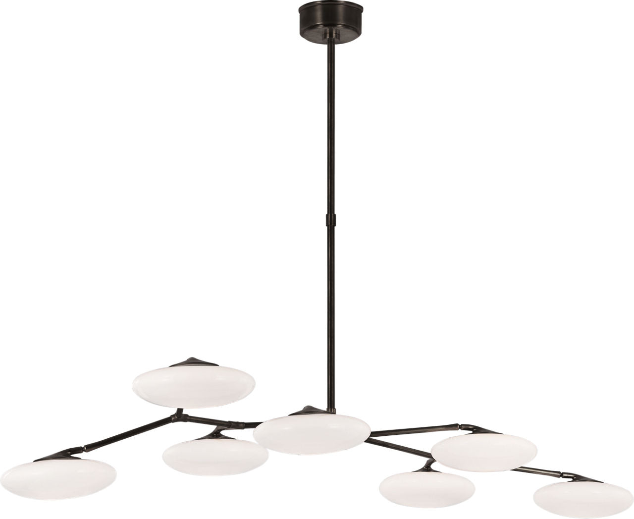 Brindille XL Articulating Linear Chandelier | Gun Metal | White Glass