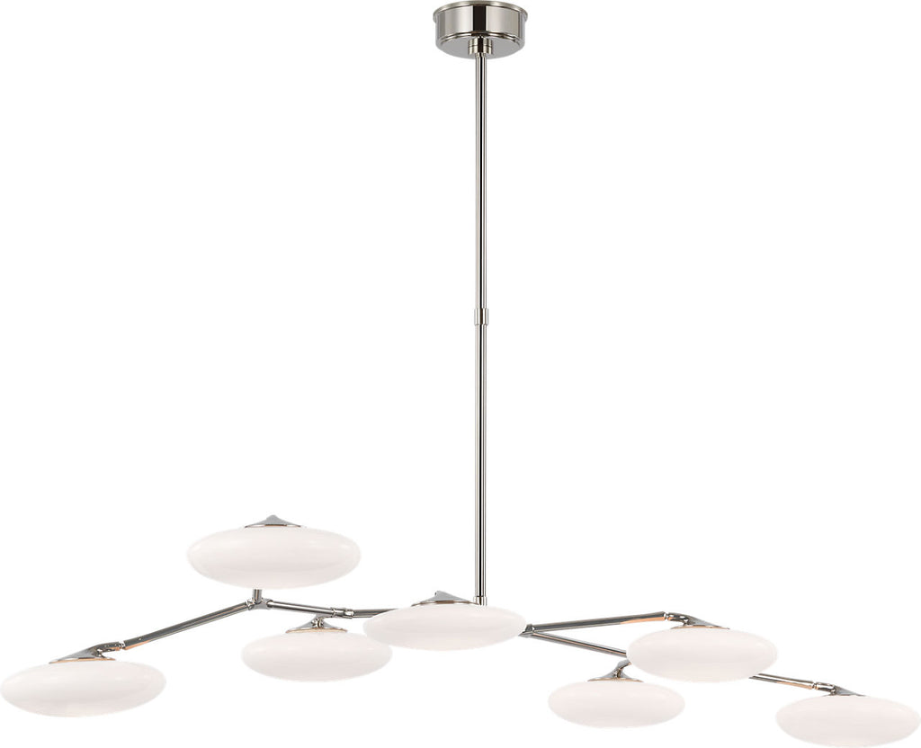 Brindille XL Articulating Linear Chandelier | Polished Nickel | White Glass