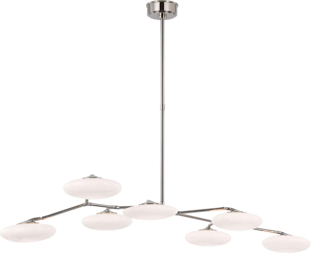 Brindille XL Articulating Linear Chandelier | Polished Nickel | White Glass