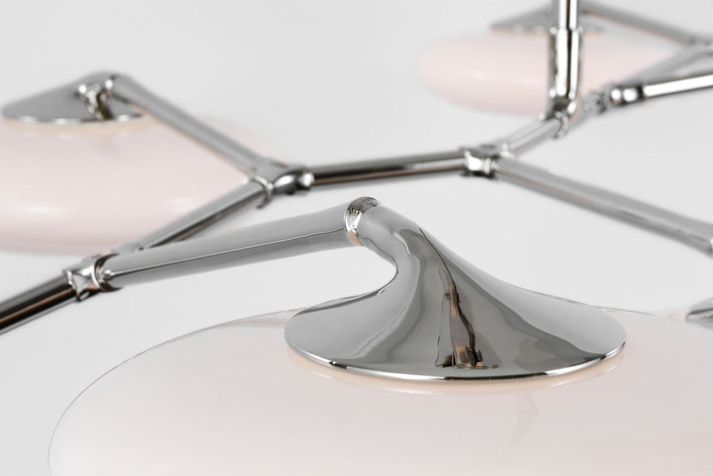 Brindille XL Articulating Linear Chandelier | Polished Nickel | White Glass