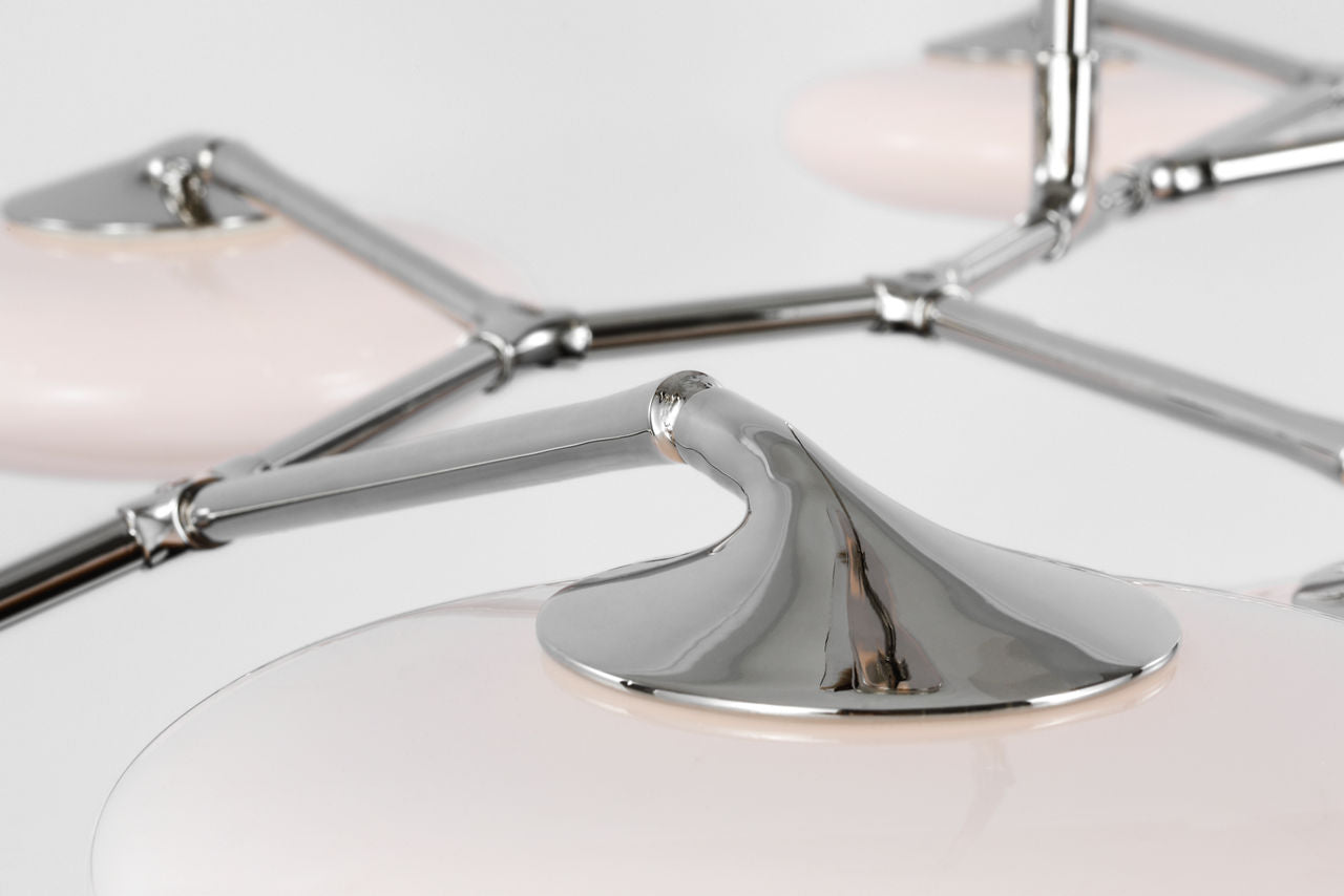 Brindille XL Articulating Linear Chandelier | Polished Nickel | White Glass