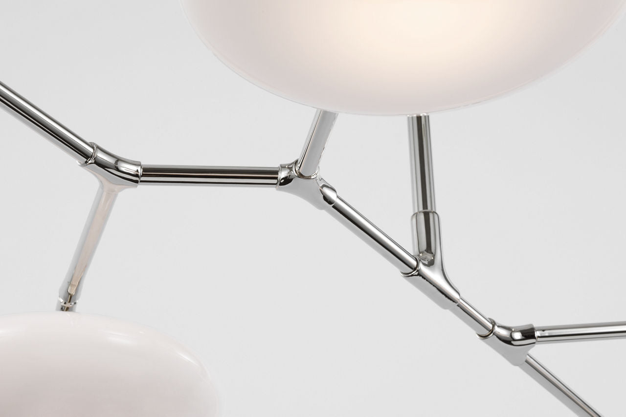 Brindille XL Articulating Linear Chandelier | Polished Nickel | White Glass