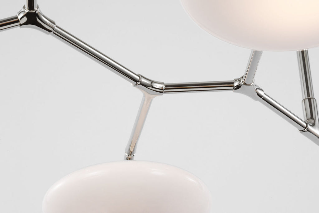 Brindille XL Articulating Linear Chandelier | Polished Nickel | White Glass