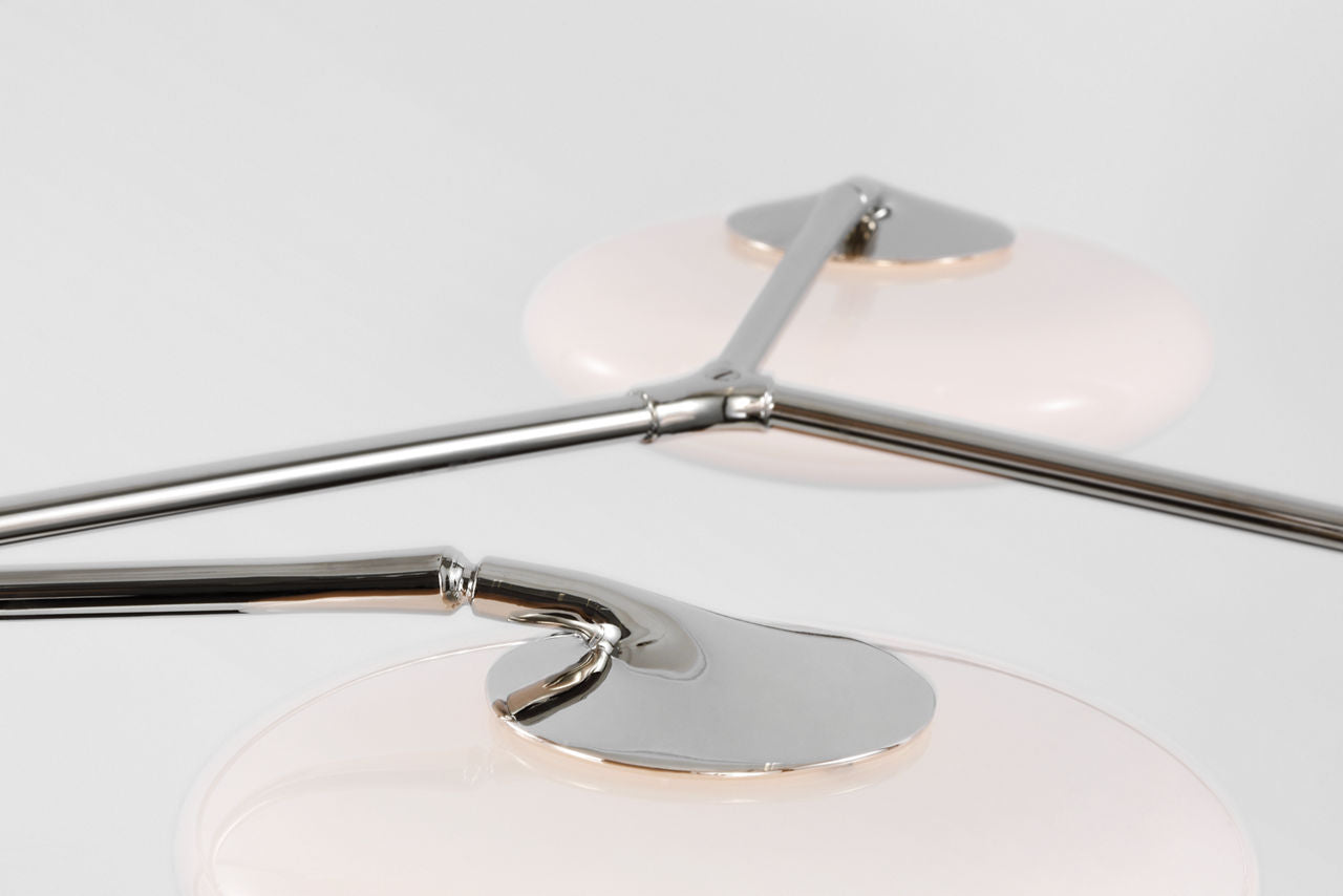 Brindille XL Articulating Linear Chandelier | Polished Nickel | White Glass