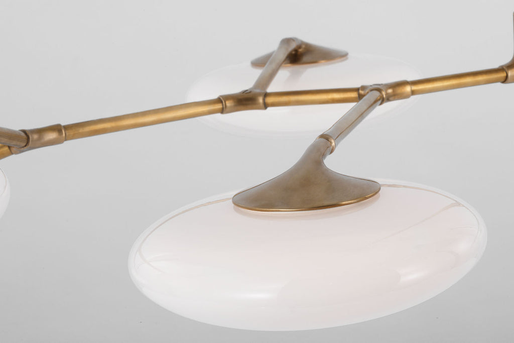 Brindille XL Articulating Linear Chandelier | Soft Brass | White Glass