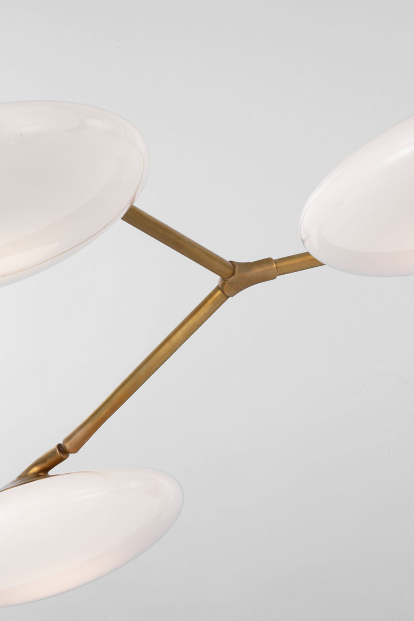 Brindille XL Articulating Linear Chandelier | Soft Brass | White Glass