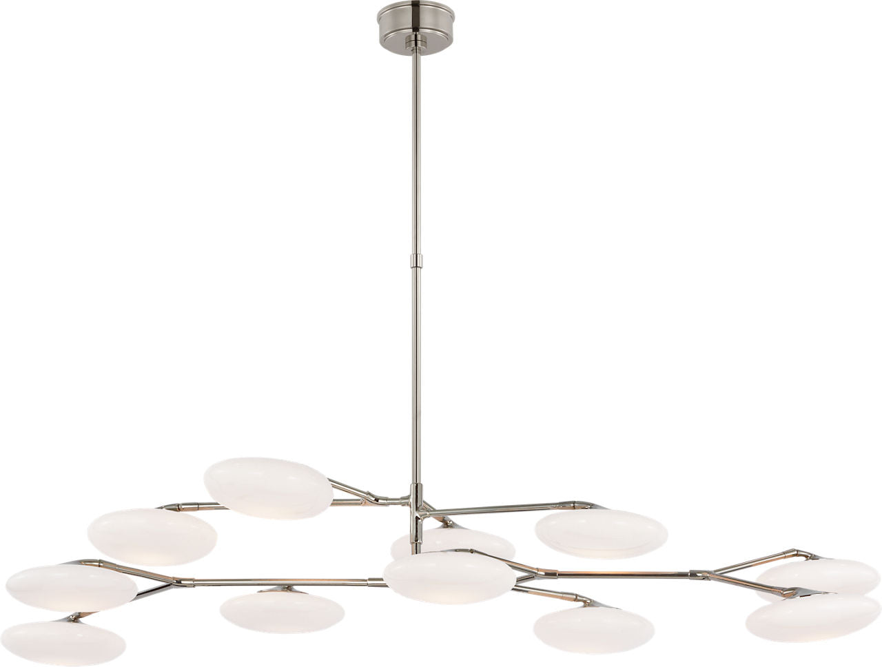 Brindille Extra Large Two Tier Chandelier | Polished Nickel | White Glass